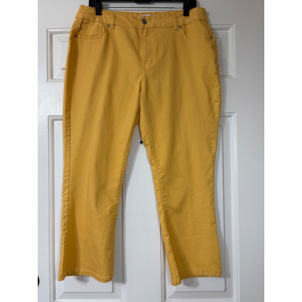d.jeans | Cropped Straight Leg Jeans | Size 16 || Mustard Yellow|